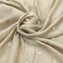 Gold Floral Motif Mul Chanderi Embroidery