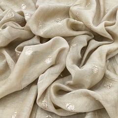 Gold Floral Motif Mul Chanderi Embroidery