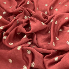 Rust Butti Motif Mul Chanderi Embroidery