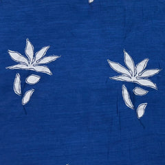 Blue Floral Applique Mul Chanderi Embroidery