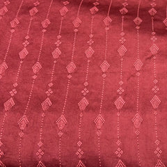 Rust Orange Stripes Ethnic Slub Dupion Satin Embroidery