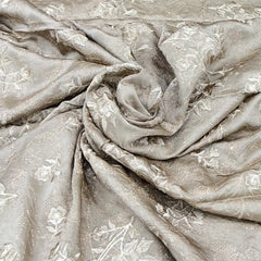 Gold Floral Jal Slub Dupion Satin Embroidery