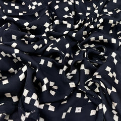 Black White Squares Modal Satin Ajrak Print