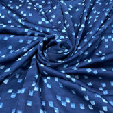 Indigo Blue White Squares Modal Satin Ajrak Print