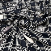 Black Checks Modal Satin Ajrak Print