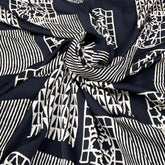 Black Geometric Modal Satin Ajrak Print