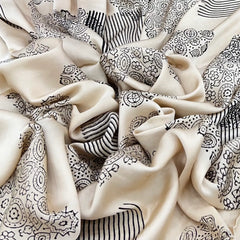 Cream Geometric Modal Satin Ajrak Print