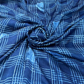 Blue Checks Modal Satin Ajrak Print