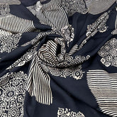 Black Geometric Modal Satin Ajrak Print