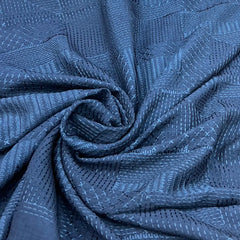 Navy Blue Pintex Slub Silk Embroidery