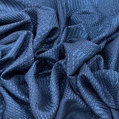 Navy Blue Pintex Slub Silk Embroidery