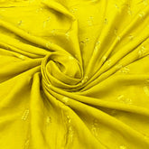 Lime Green Floral Thread Slub Silk Embroidery