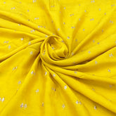 Yellow Floral Zari Slub Silk Embroidery
