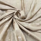 Beige Gold Floral Zari Slub Silk Embroidery