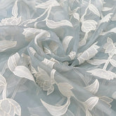 Pastel Blue Floral Applique Pure Organza Embroidery
