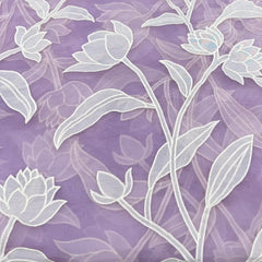 Lavender Floral Applique Pure Organza Embroidery
