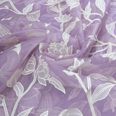 Lavender Floral Applique Pure Organza Embroidery