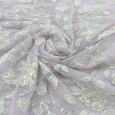 Light Lavender Floral Jal Sequins & Thread Pure Organza Embroidery