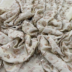 Natural Gold Floral Jal Tissue Cut Dana Embroidery