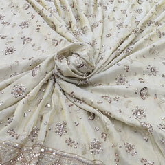 Natural Gold Floral Jal Tissue Cut Dana Daman Embroidery