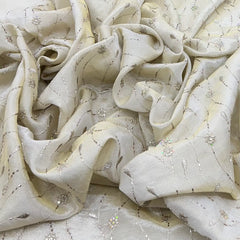 Natural Gold Floral Jal Tissue Embroidery