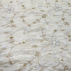 Natural Gold Floral Jal Tissue Cut Dana Embroidery
