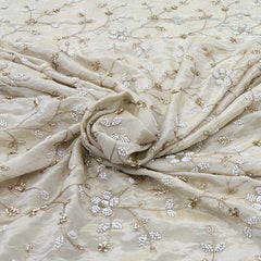Natural Gold Floral Jal Tissue Cut Dana Embroidery