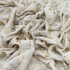 Natural Gold Floral Jal Tissue Cut Dana Embroidery