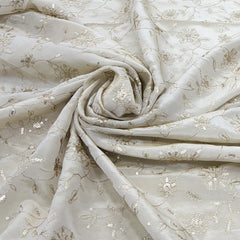Natural Gold Floral Jal Sequin Tissue Embroidery