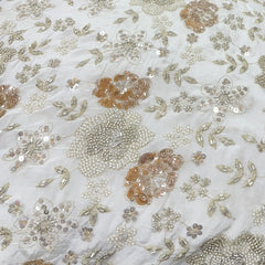 White Floral All Over Cut Dana Crepe Embroidery