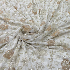 White Floral All Over Cut Dana Crepe Embroidery