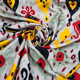 Beige Multicolour Abstract Pashmina Cotton Printed