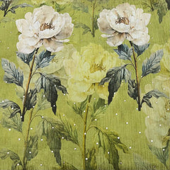 Green Floral Crush Tissue Print & Embroidery