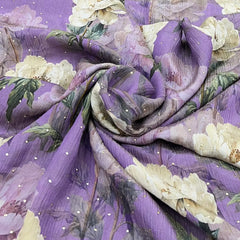 Lavender Floral Crush Tissue Print & Embroidery
