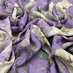 Lavender Floral Crush Tissue Print & Embroidery