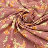 Rose Pink Floral Crush Tissue Print & Embroidery