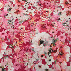 Rani Pink Multicolour Floral Crush Tissue Print & Embroidery