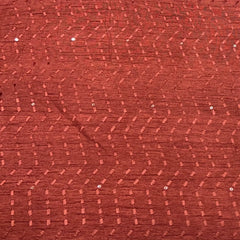 Rust Wave Thread & Sequins Slub Silk Embroidery