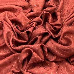 Rust Wave Thread & Sequins Slub Silk Embroidery