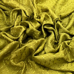 Lemon Green Wave Thread & Sequins Slub Silk Embroidery