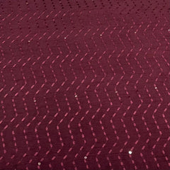 Wine Maroon Wave Thread & Sequins Slub Silk Embroidery