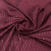 Wine Maroon Wave Thread & Sequins Slub Silk Embroidery