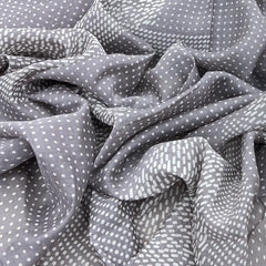 Grey Dotted Mul Chanderi Printed