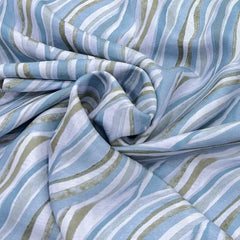 Light Blue Abstract Slub Silk Print