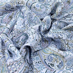 Light Blue Paisley Slub Silk Print