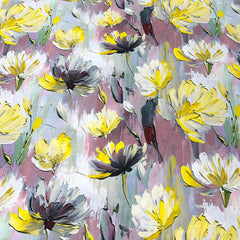 Light Grey Multicolour Floral Slub Silk Print