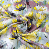 Light Grey Multicolour Floral Slub Silk Print