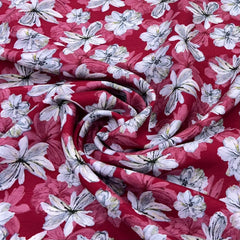 Maroon Floral Slub Silk Print