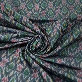 Black Geometric Pure Raw Silk Ikkat