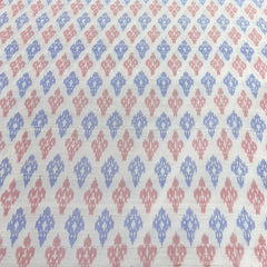 White Geometric Pure Raw Silk Ikkat
